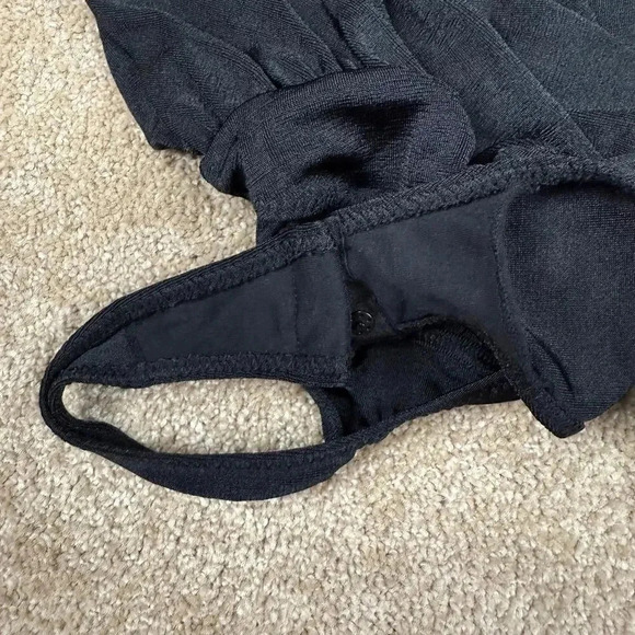 Intimately Free People Turnt Bodysuit Small Black Plunge Neck Thong Draped L/S - Picture 12 of 14